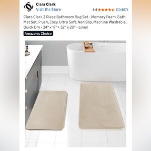 NWT Clara Clark Amazon 2 Piece Bath Rug Set - Beige
